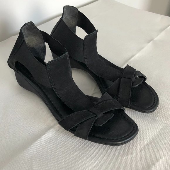 The Flexx Fisherman style, nubuck leather and elastic sandals. Black - Picture 1 of 8